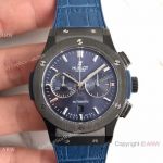 Swiss Replica Hublot Big Bang Classic Fusion 7750 Black Watch Blue Gummy Strap